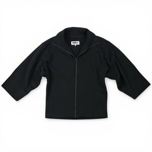 MM6 Maison Martin Margiela Black Zip Jacket Dolman Sleeve Cropped Minimalist Med